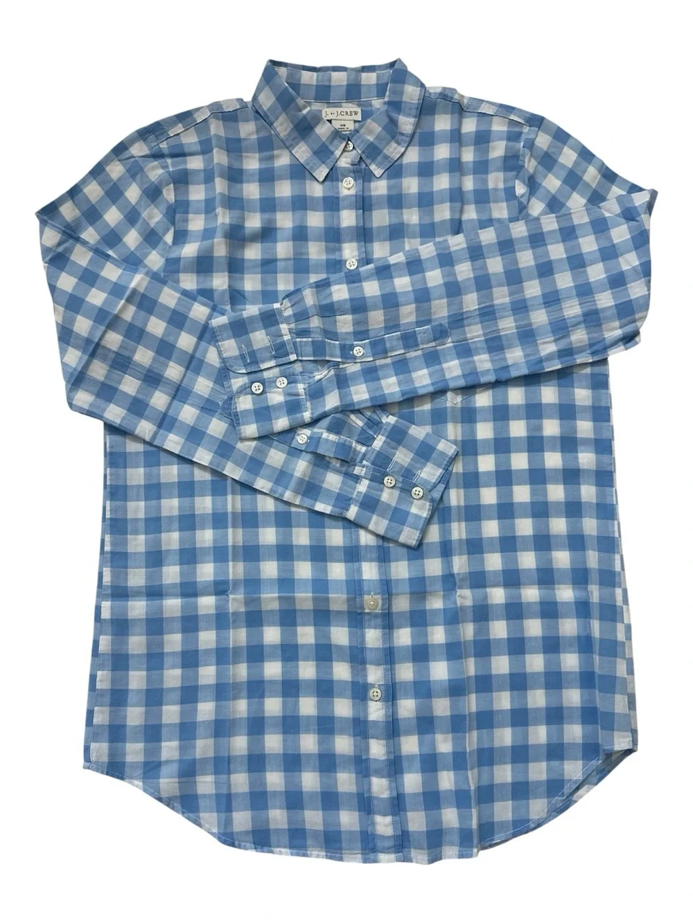 J. Crew Light Blue and White Women's Shirt
